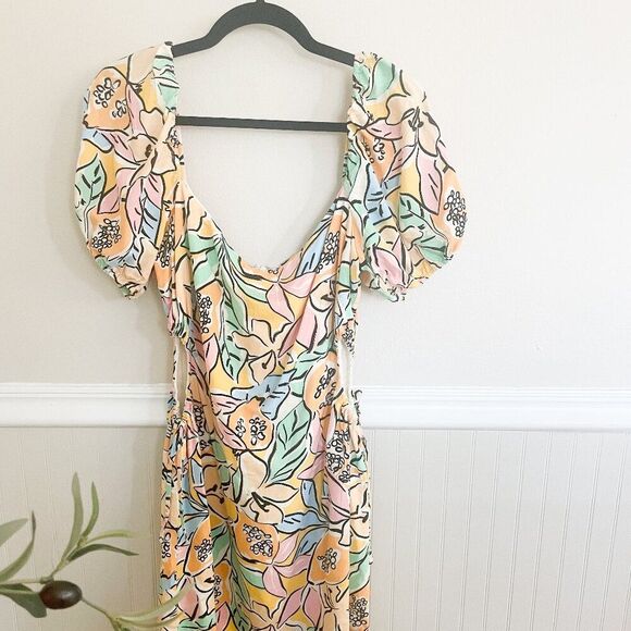 ASTR The Label Floral Puff Sleeve Cut Out Mini Dress Women's Size Large - Picture 2 of 11